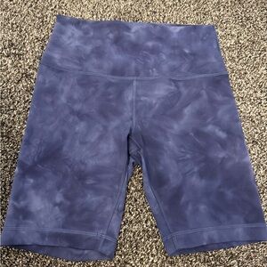 Lululemon Athletica Navy blue tie dye biker shorts.  Excellent used condition.